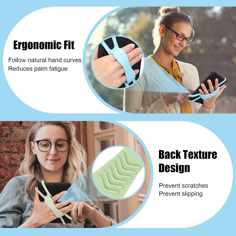 Dexspoeny 2 Pack Silicone Hand Straps for Kindle and Tablets, Secure Lightweight Finger Grip Holder for 4.7-8" Kindle Paperwhite/iPad/Samsung/Kobo/Oasis/Fire/Sony/Lenovo E-Readers (Blue+Green) - Image 4